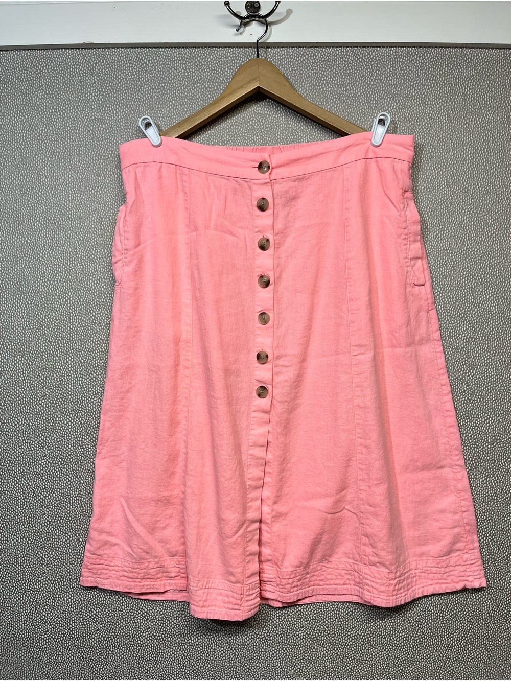 XL Universal Thread Neon Pink Button-Front A-Line Linen Skirt
